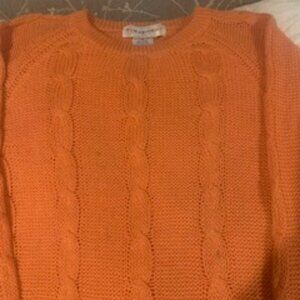 Pumpkin orange cable knit sweater